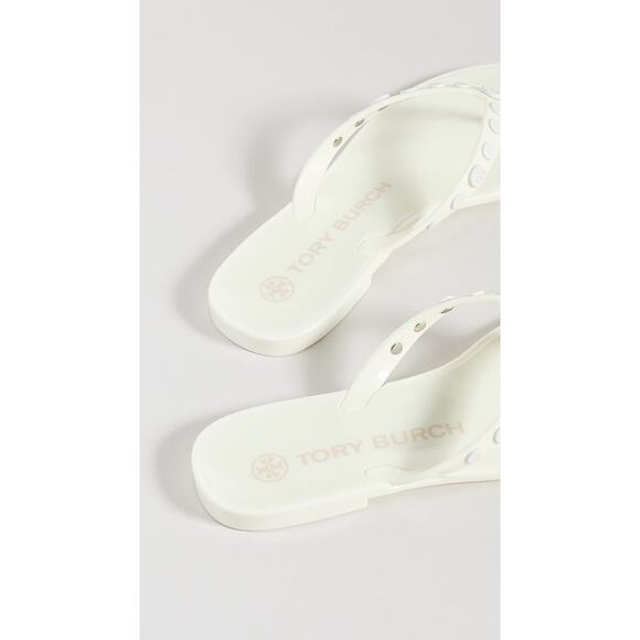 Tory Burch Women's Studded Jelly Thong Sandals, New Ivory, Off White, 8 - Picture 3 of 8